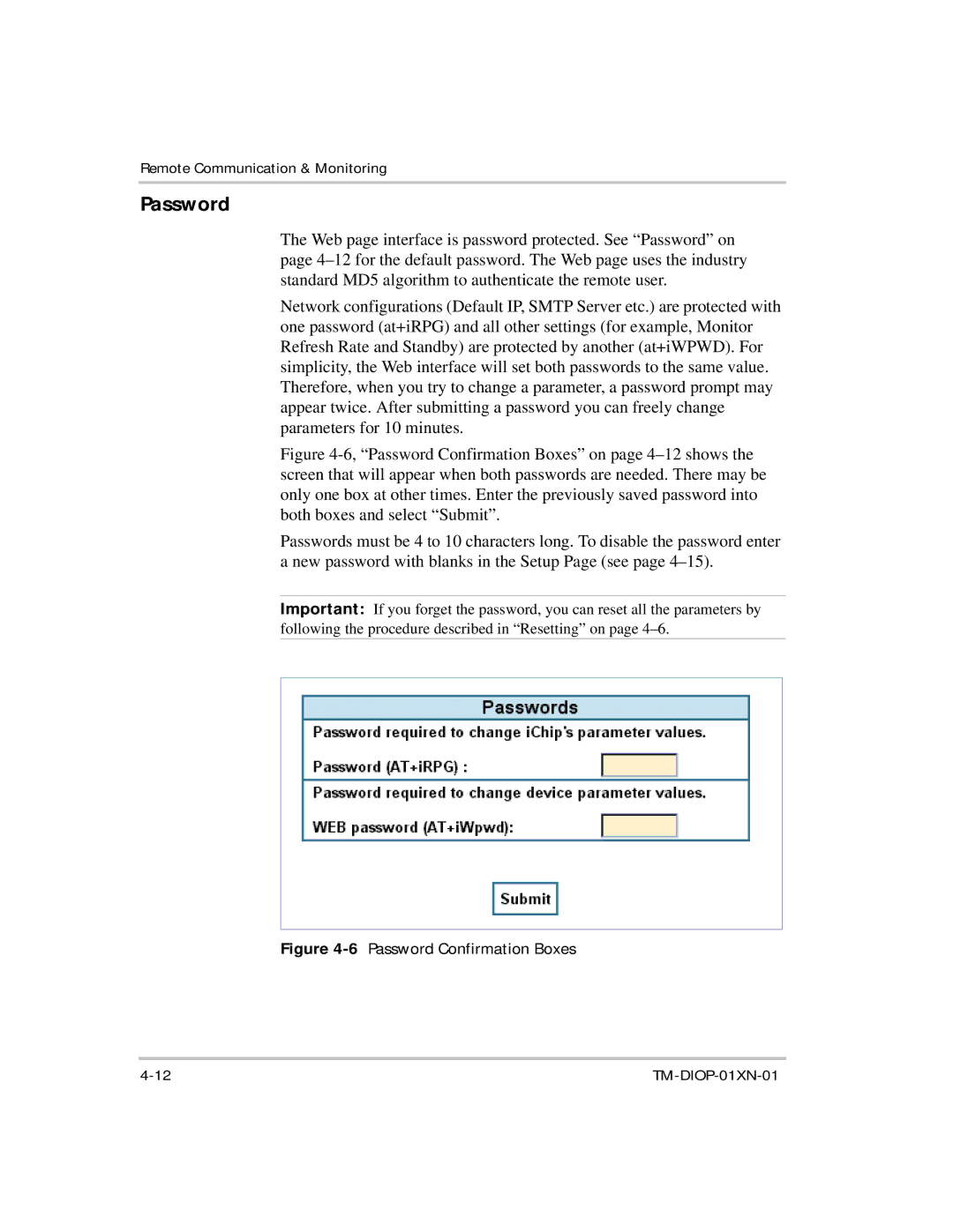 Xantrex Technology XDI2048 manual 6Password Confirmation Boxes 