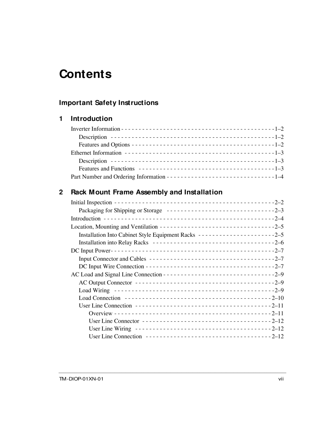 Xantrex Technology XDI2048 manual Contents 