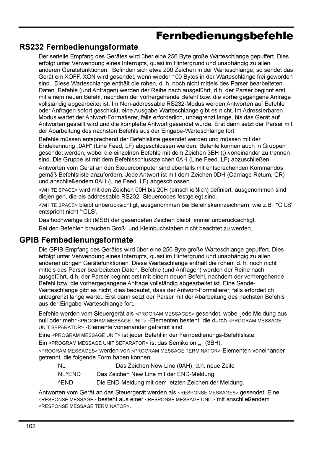 Xantrex Technology XDL 35-5TP manual Fernbedienungsbefehle, RS232 Fernbedienungsformate, Gpib Fernbedienungsformate 