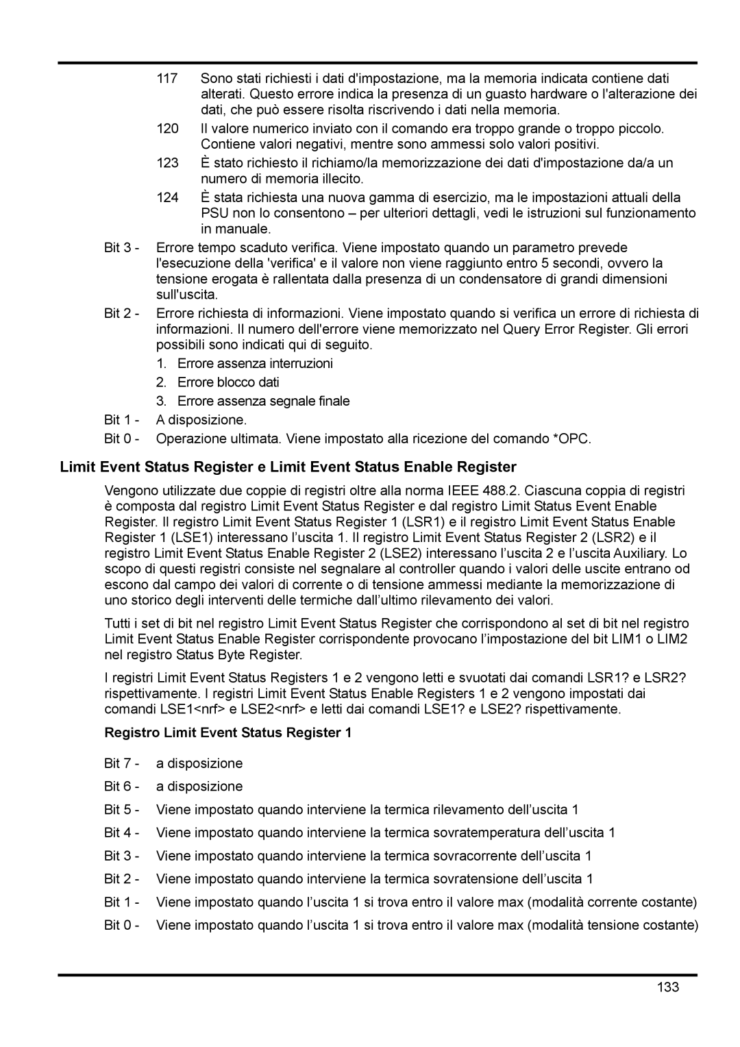 Xantrex Technology XDL 35-5TP manual Registro Limit Event Status Register 