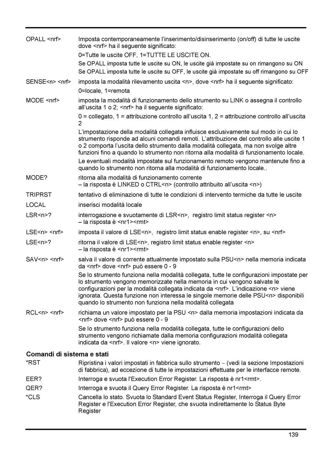 Xantrex Technology XDL 35-5TP manual Comandi di sistema e stati, Mode? 