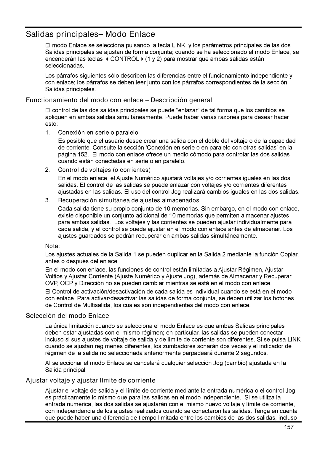 Xantrex Technology XDL 35-5T Salidas principales- Modo Enlace, Functionamiento del modo con enlace − Descripción general 