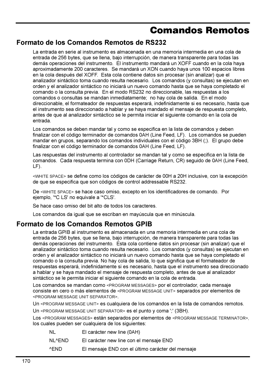 Xantrex Technology XDL 35-5TP manual Formato de los Comandos Remotos de RS232, Formato de los Comandos Remotos Gpib 