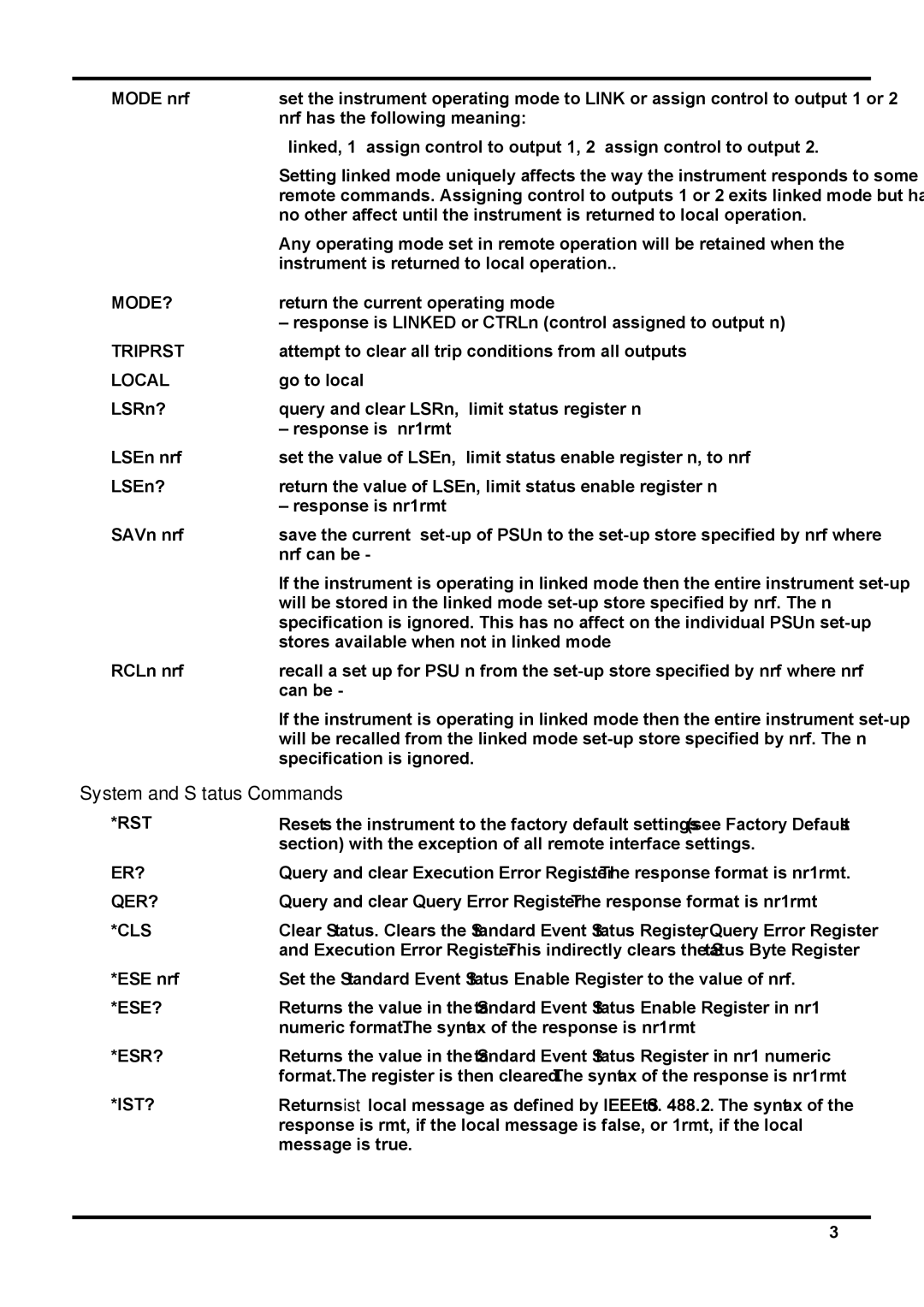 Xantrex Technology XDL 35-5TP manual System and Status Commands 