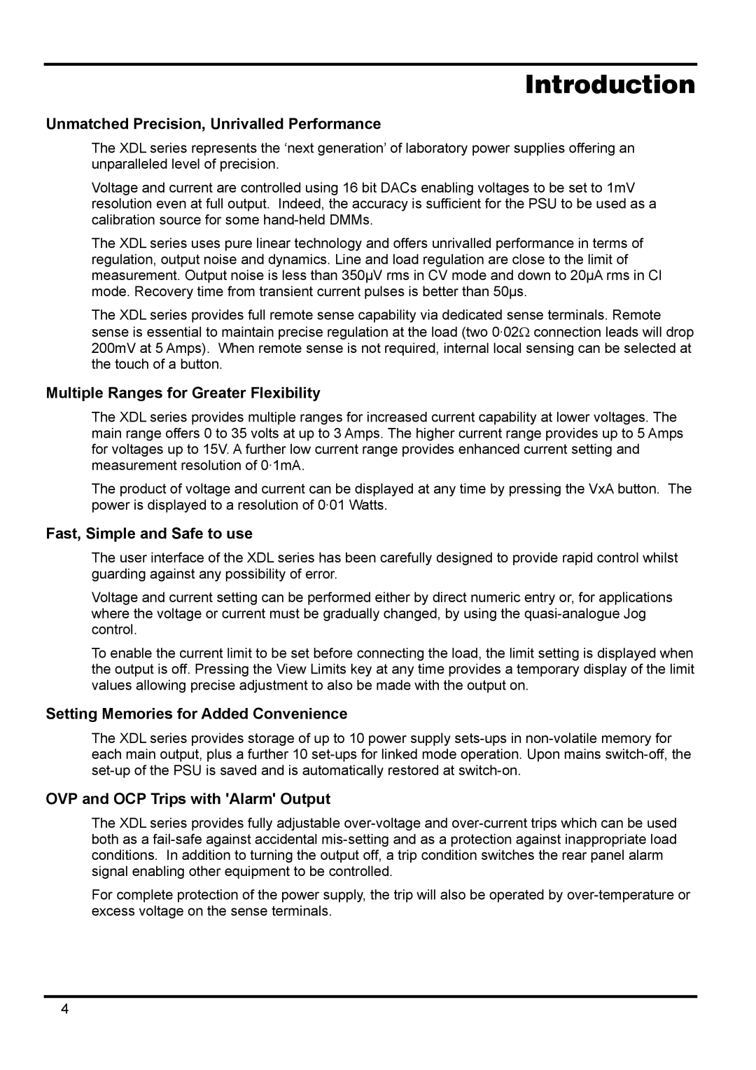 Xantrex Technology XDL 35-5TP manual Introduction 