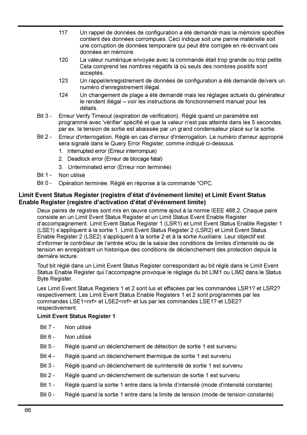 Xantrex Technology XDL 35-5TP manual Limit Event Status Register 