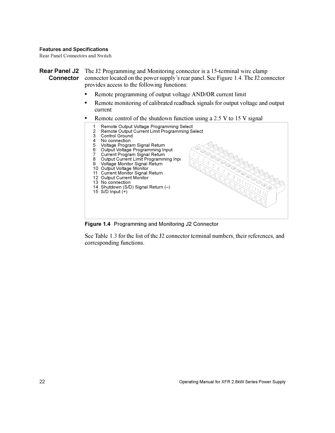 Xantrex Technology XFR 2800 manual Programming and Monitoring J2 Connector 