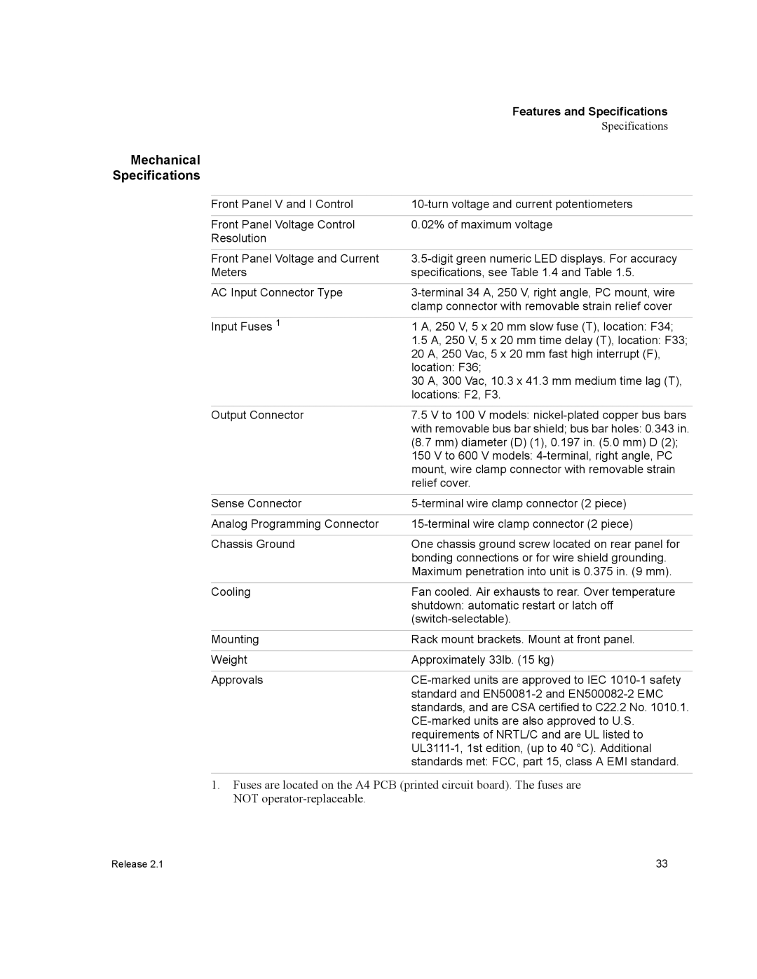 Xantrex Technology XFR 2800 manual Mechanical Specifications, Output Connector 