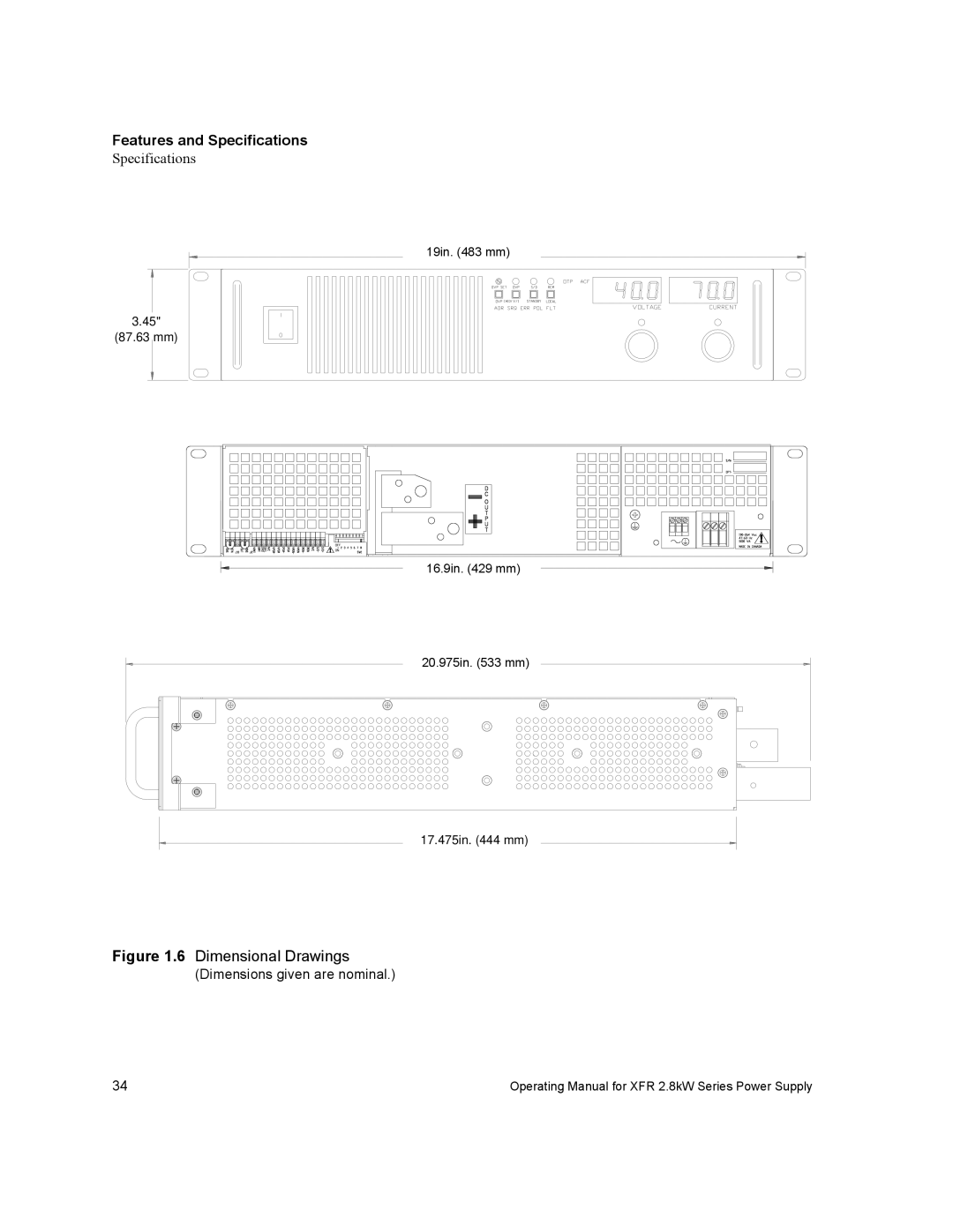 Xantrex Technology XFR 2800 manual Dimensional Drawings 