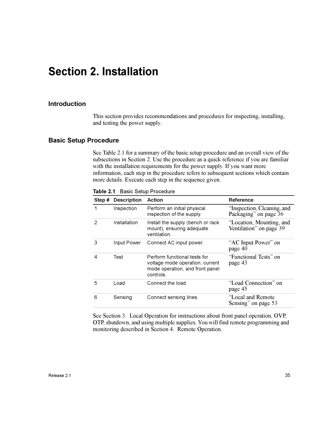 Xantrex Technology XFR 2800 manual Introduction, Basic Setup Procedure, Step # Description Action Reference 