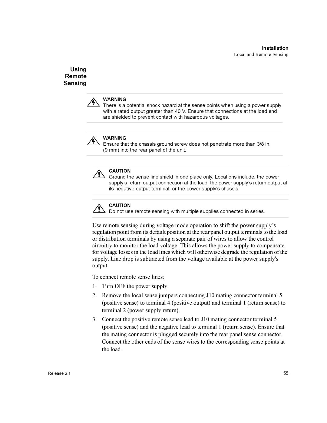 Xantrex Technology XFR 2800 manual Using Remote Sensing 