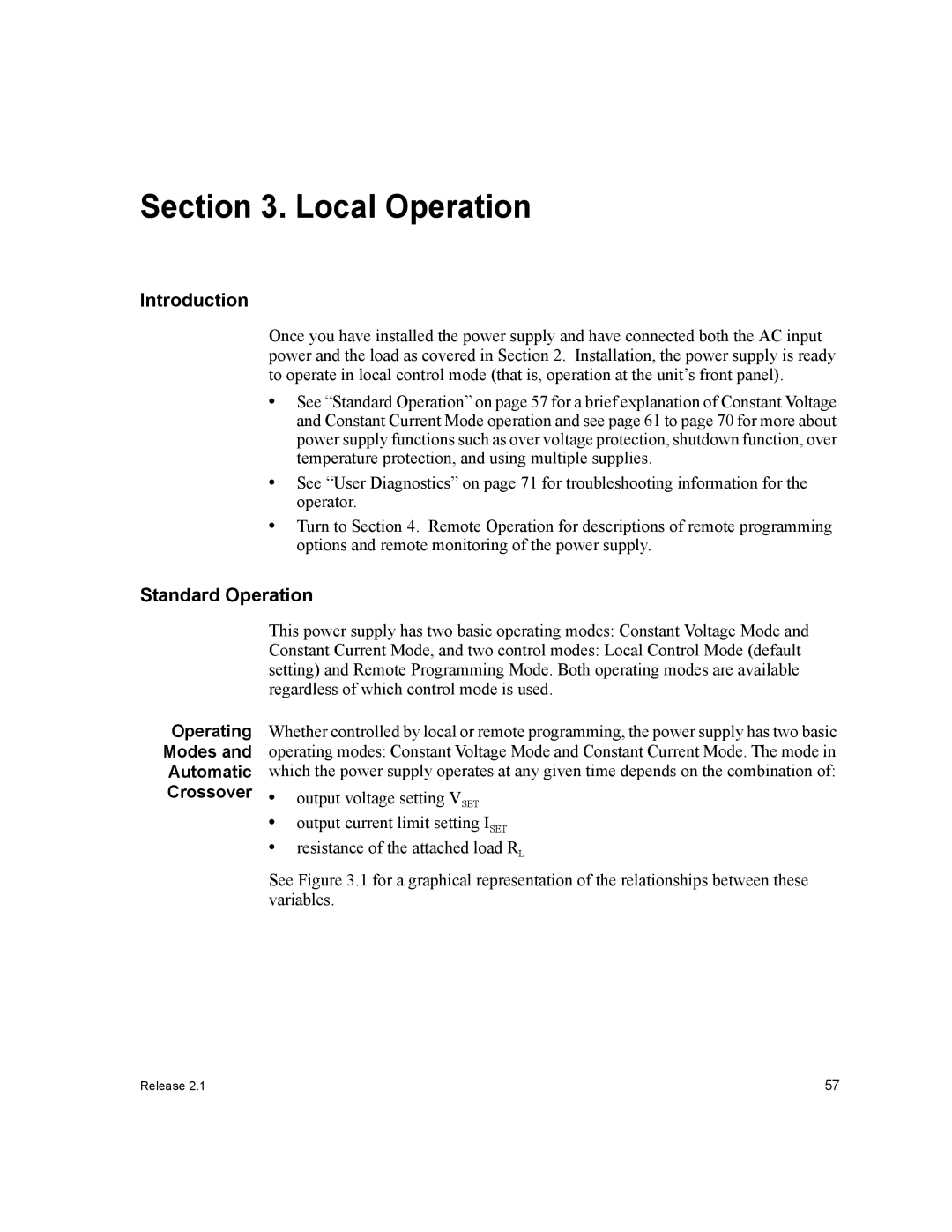 Xantrex Technology XFR 2800 manual Standard Operation, Operating Modes Automatic Crossover 