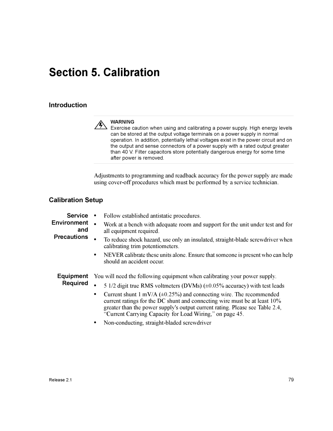 Xantrex Technology XFR 2800 manual Calibration Setup, Service, Precautions, Environment 