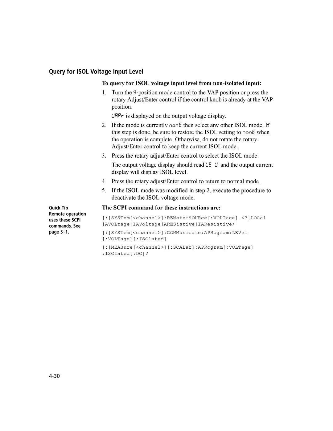 Xantrex Technology XG 850 manual Query for Isol Voltage Input Level 