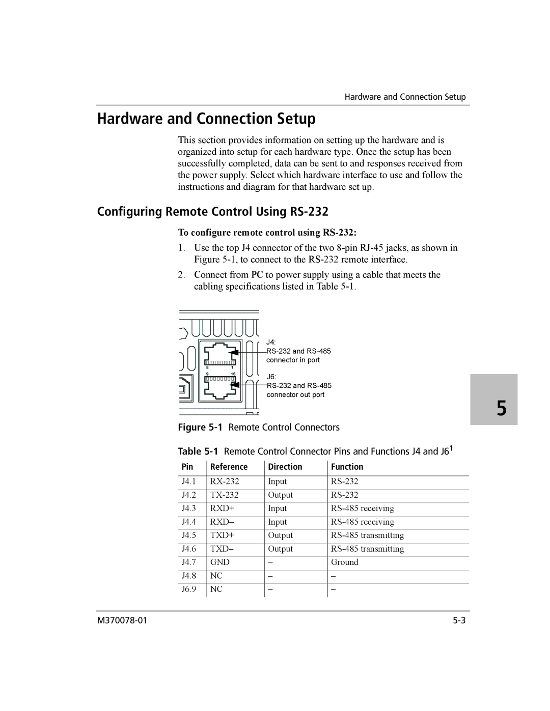 Xantrex Technology XG 850 manual Hardware and Connection Setup, Configuring Remote Control Using RS-232 