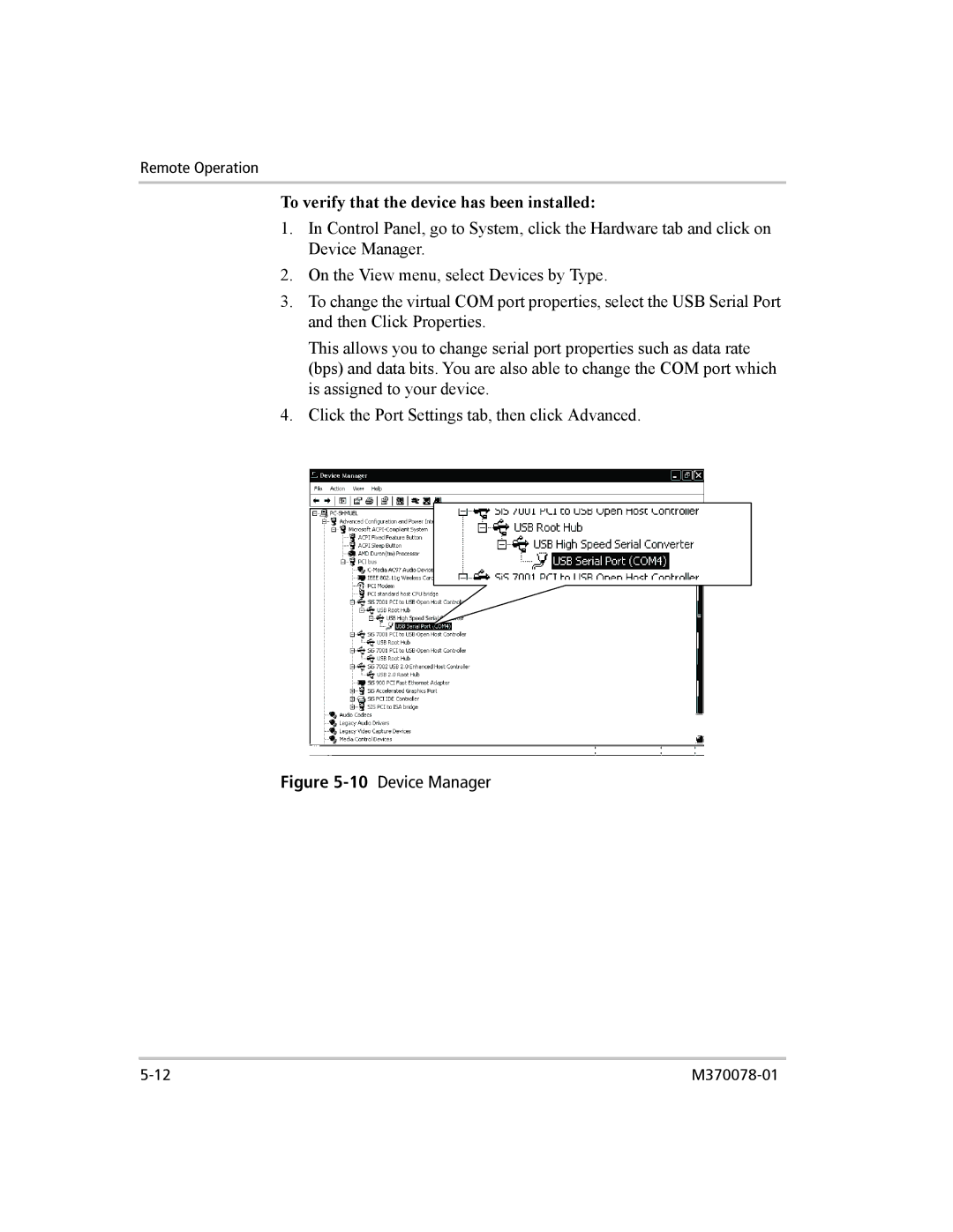 Xantrex Technology XG 850 manual To verify that the device has been installed, 10Device Manager 