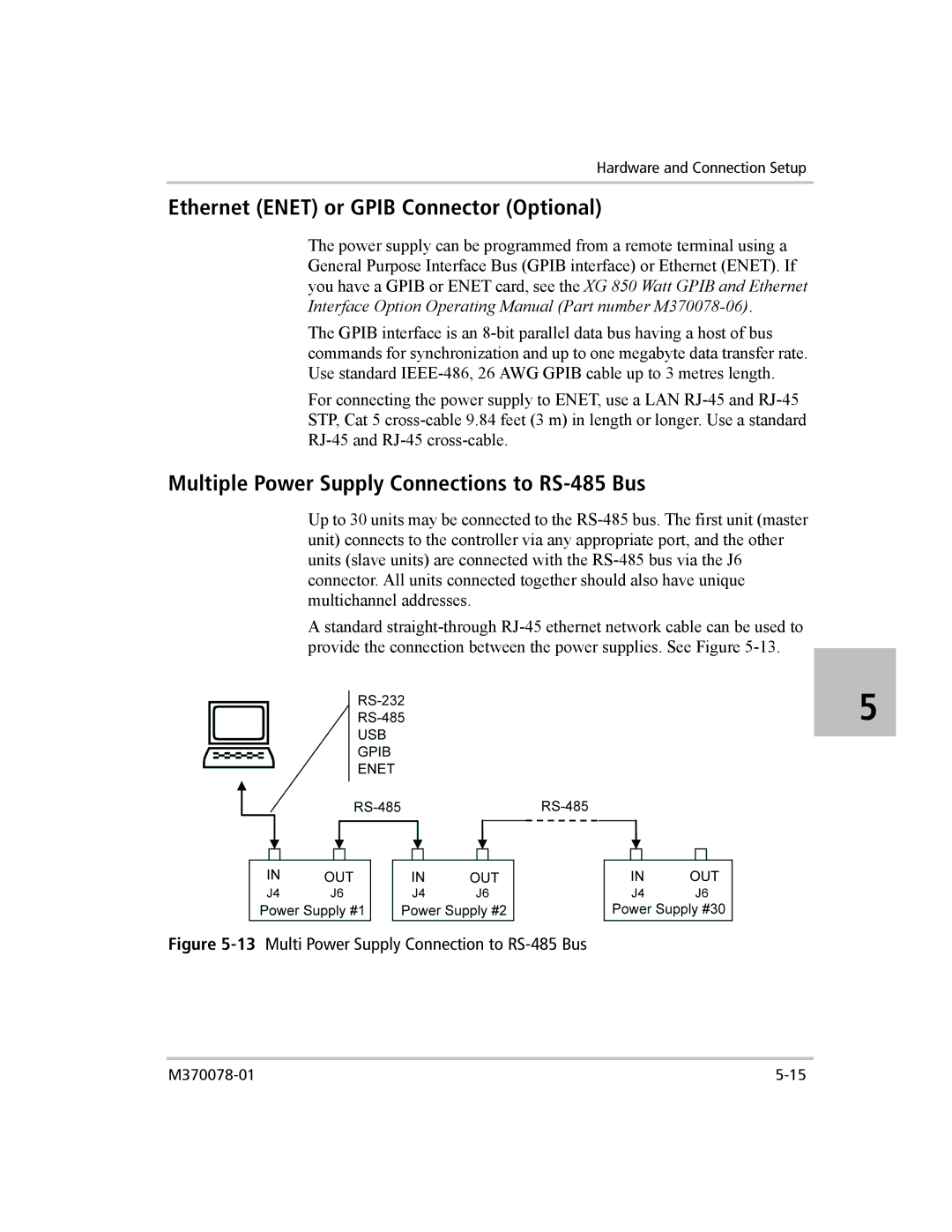 Xantrex Technology XG 850 manual Ethernet Enet or Gpib Connector Optional, Multiple Power Supply Connections to RS-485 Bus 