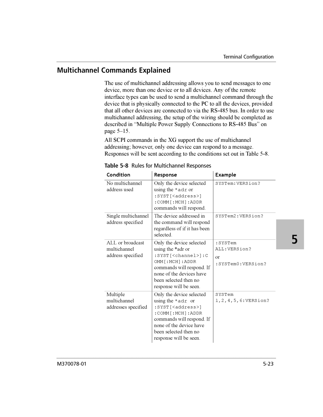 Xantrex Technology XG 850 manual Multichannel Commands Explained, 8Rules for Multichannel Responses 