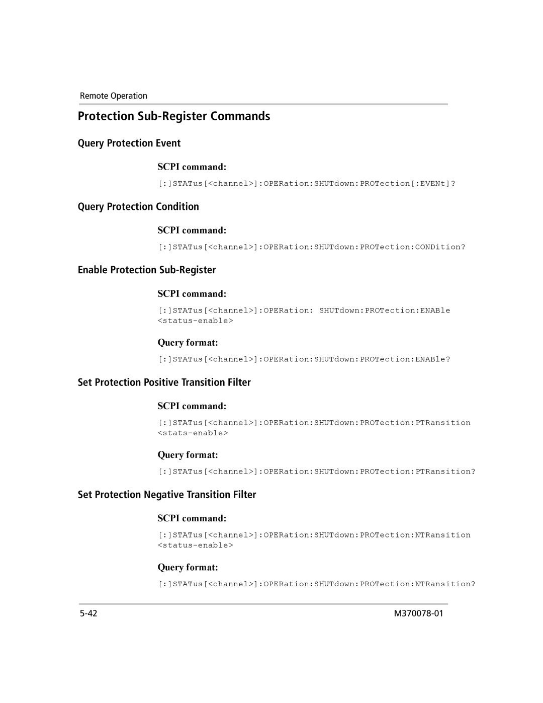 Xantrex Technology XG 850 manual Protection Sub-Register Commands 