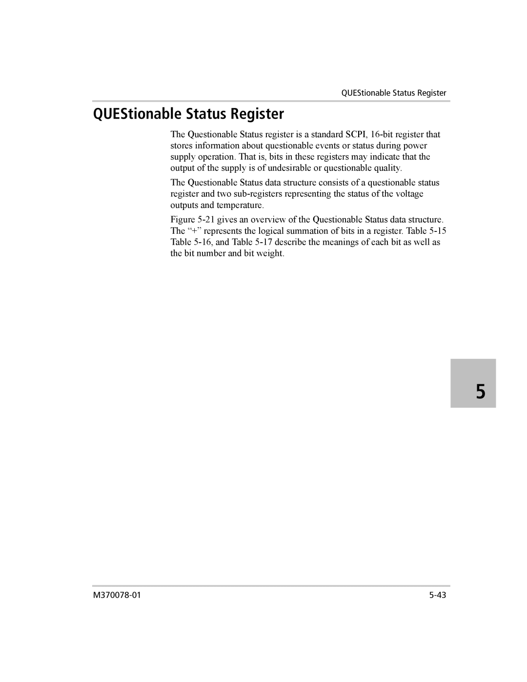 Xantrex Technology XG 850 manual QUEStionable Status Register 