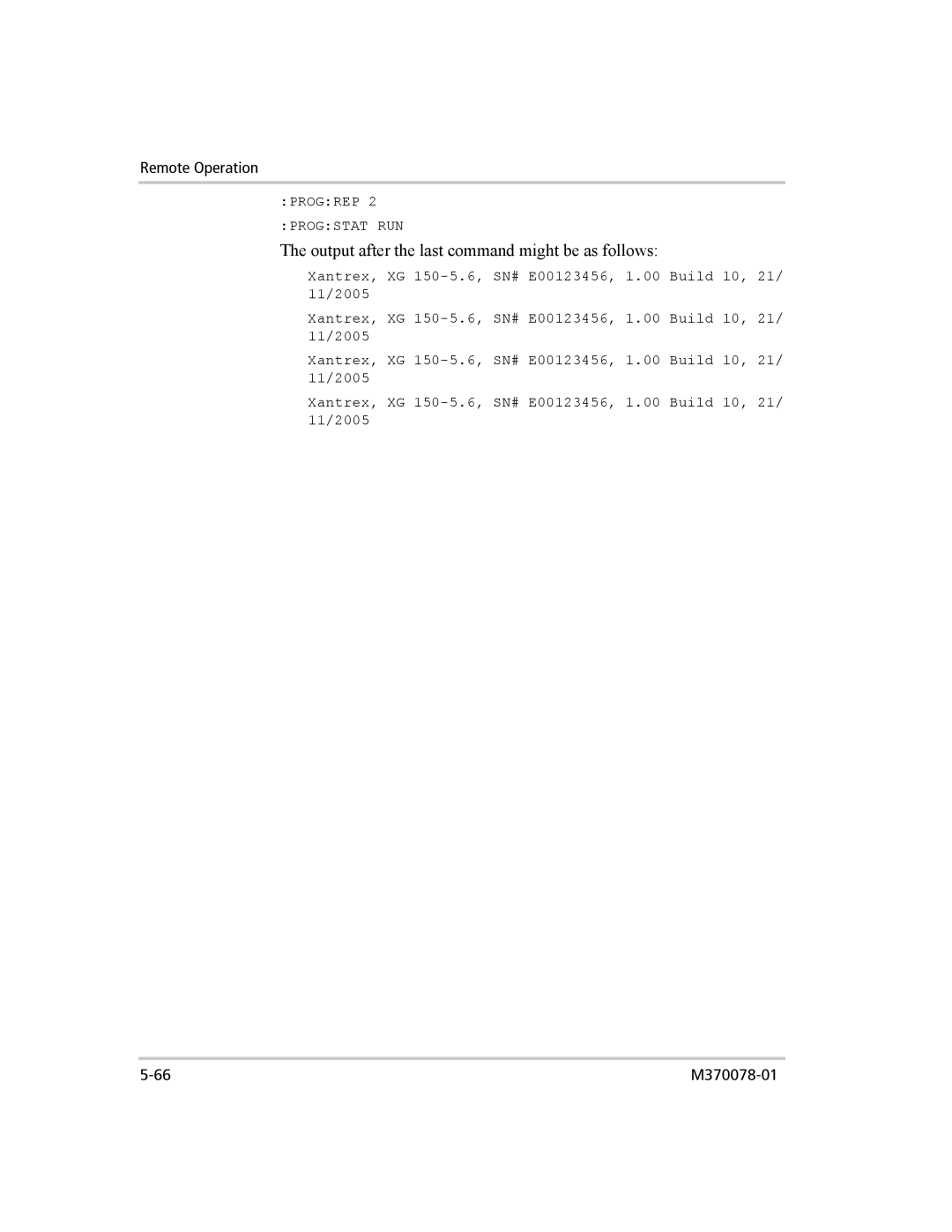 Xantrex Technology XG 850 manual Progrep Progstat RUN 