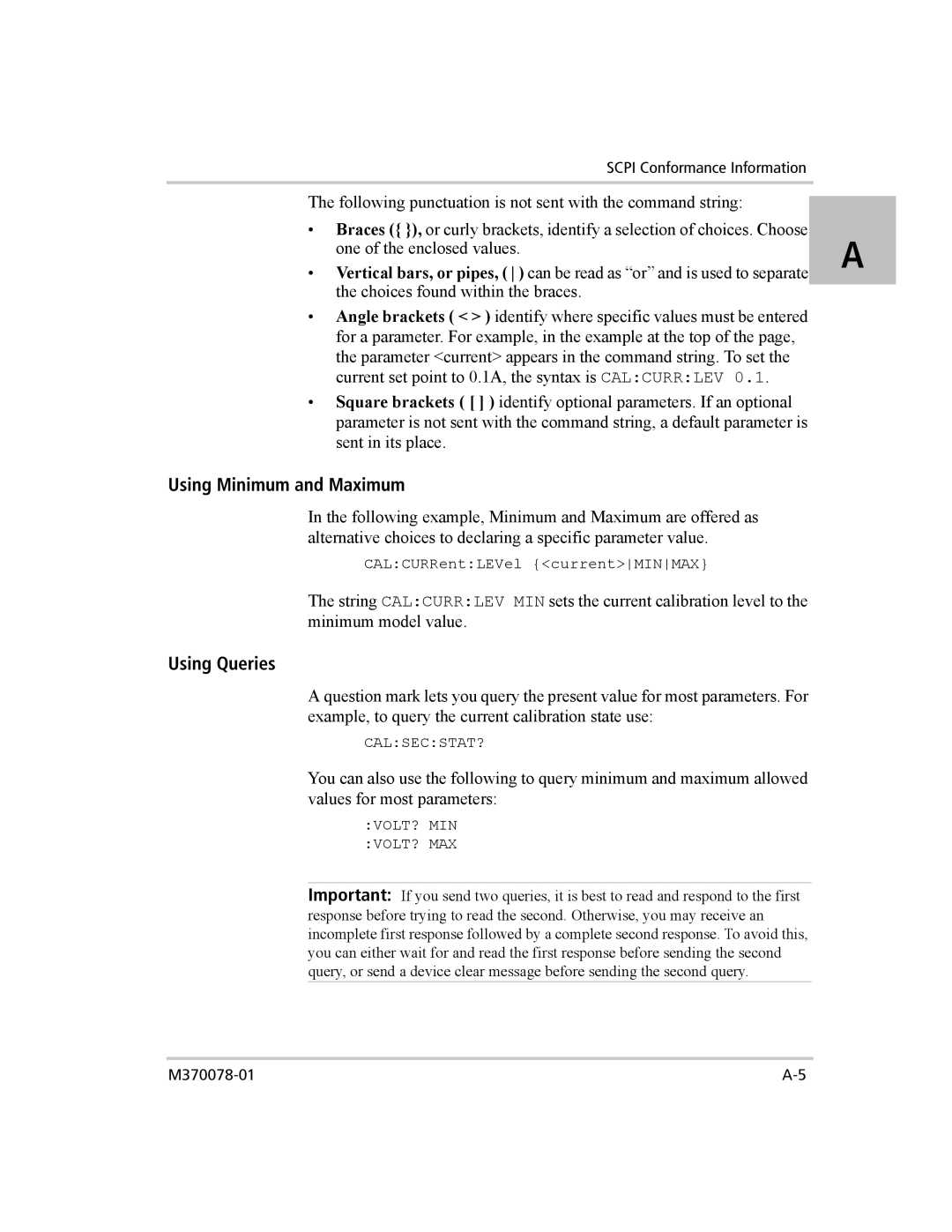 Xantrex Technology XG 850 manual Using Minimum and Maximum, Using Queries 