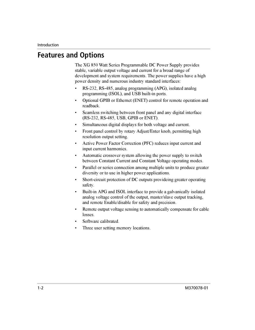 Xantrex Technology XG 850 manual Features and Options 