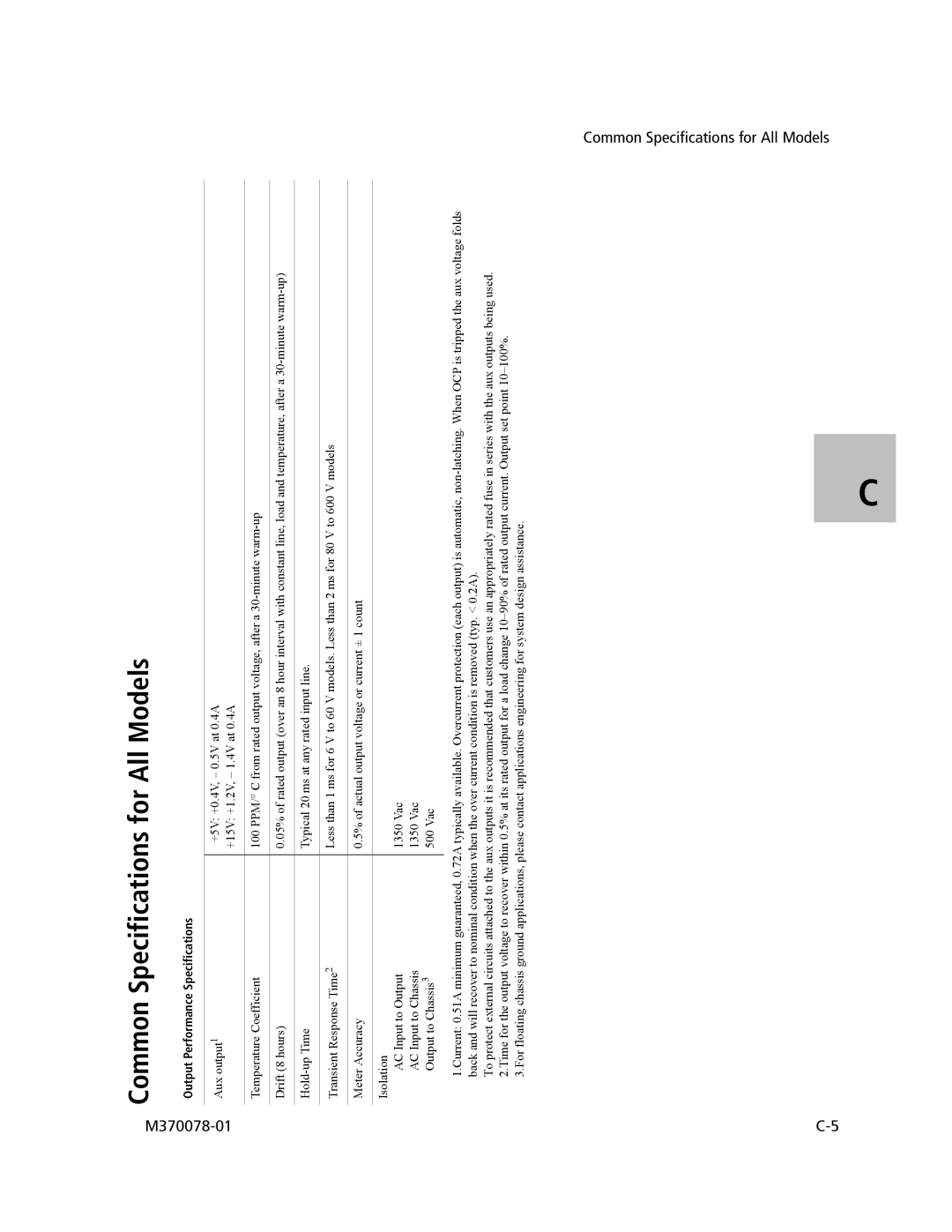 Xantrex Technology XG 850 manual Common Specifications for All Models, Output Performance Specifications 