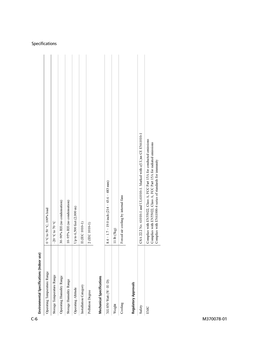 Xantrex Technology XG 850 manual Specifications M370078-01 