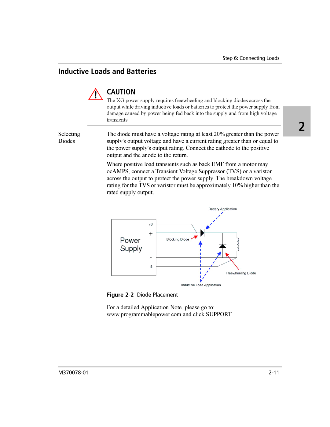 Xantrex Technology XG 850 manual Inductive Loads and Batteries, 2Diode Placement 