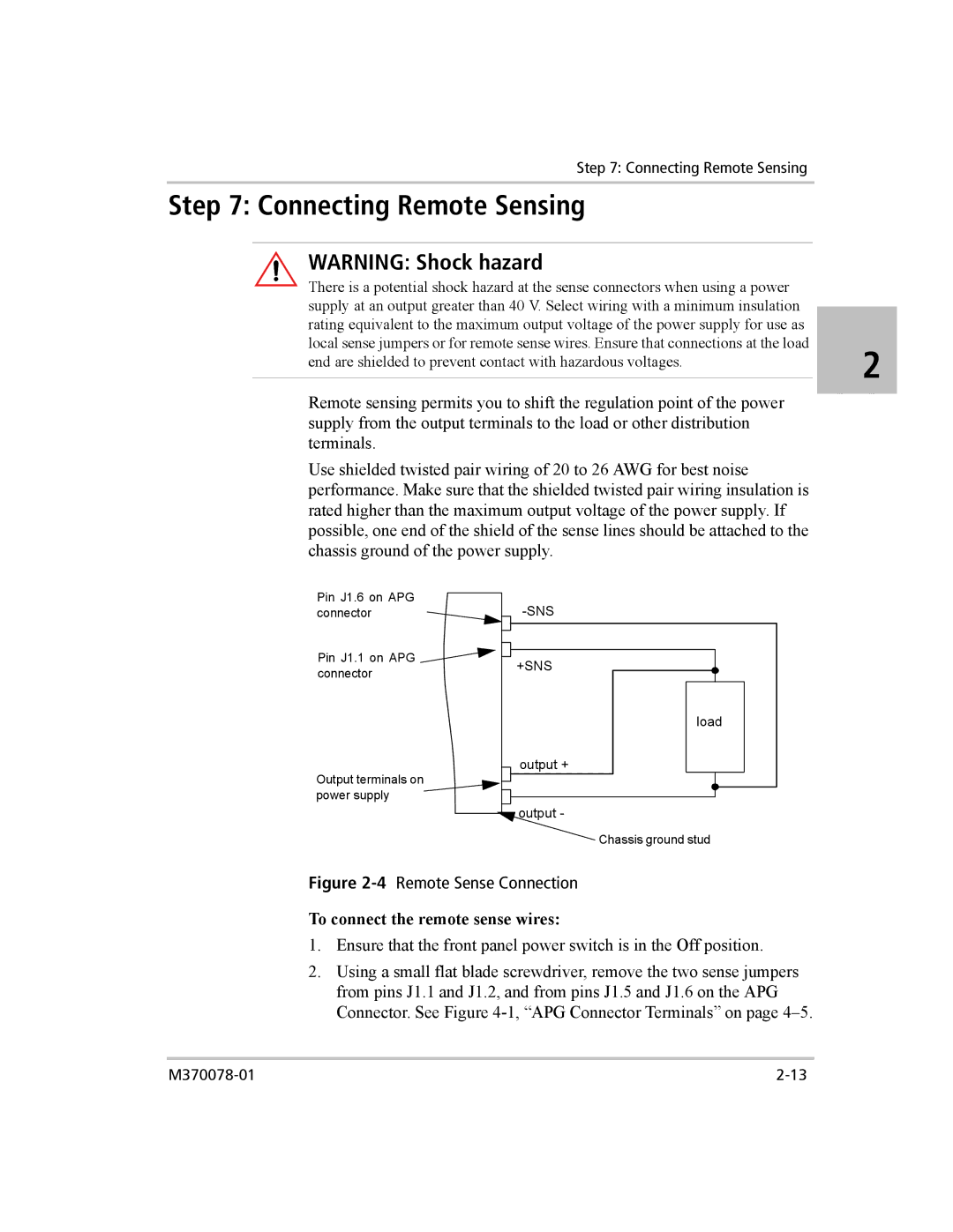 Xantrex Technology XG 850 manual Connecting Remote Sensing, To connect the remote sense wires 