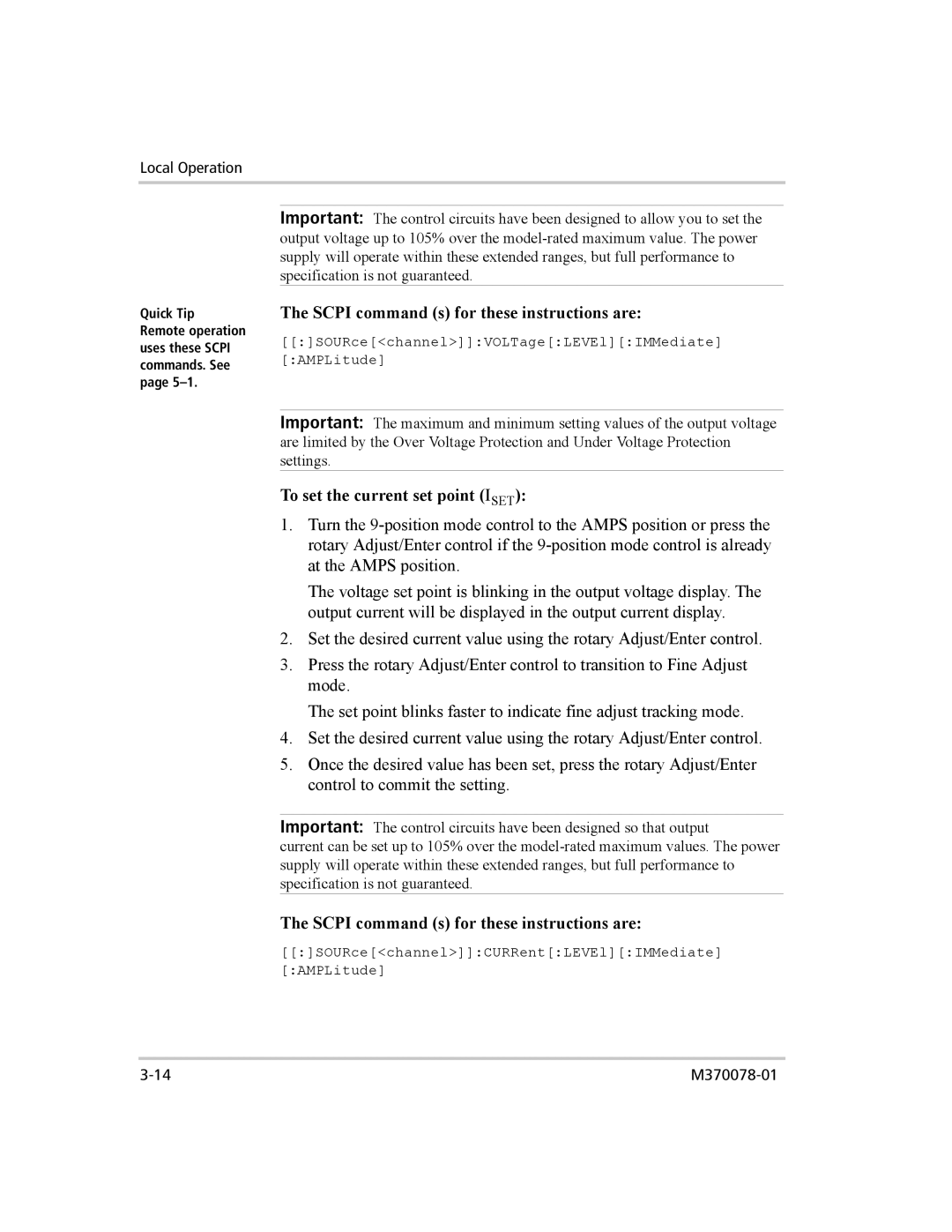 Xantrex Technology XG 850 manual Scpi command s for these instructions are, To set the current set point Iset 