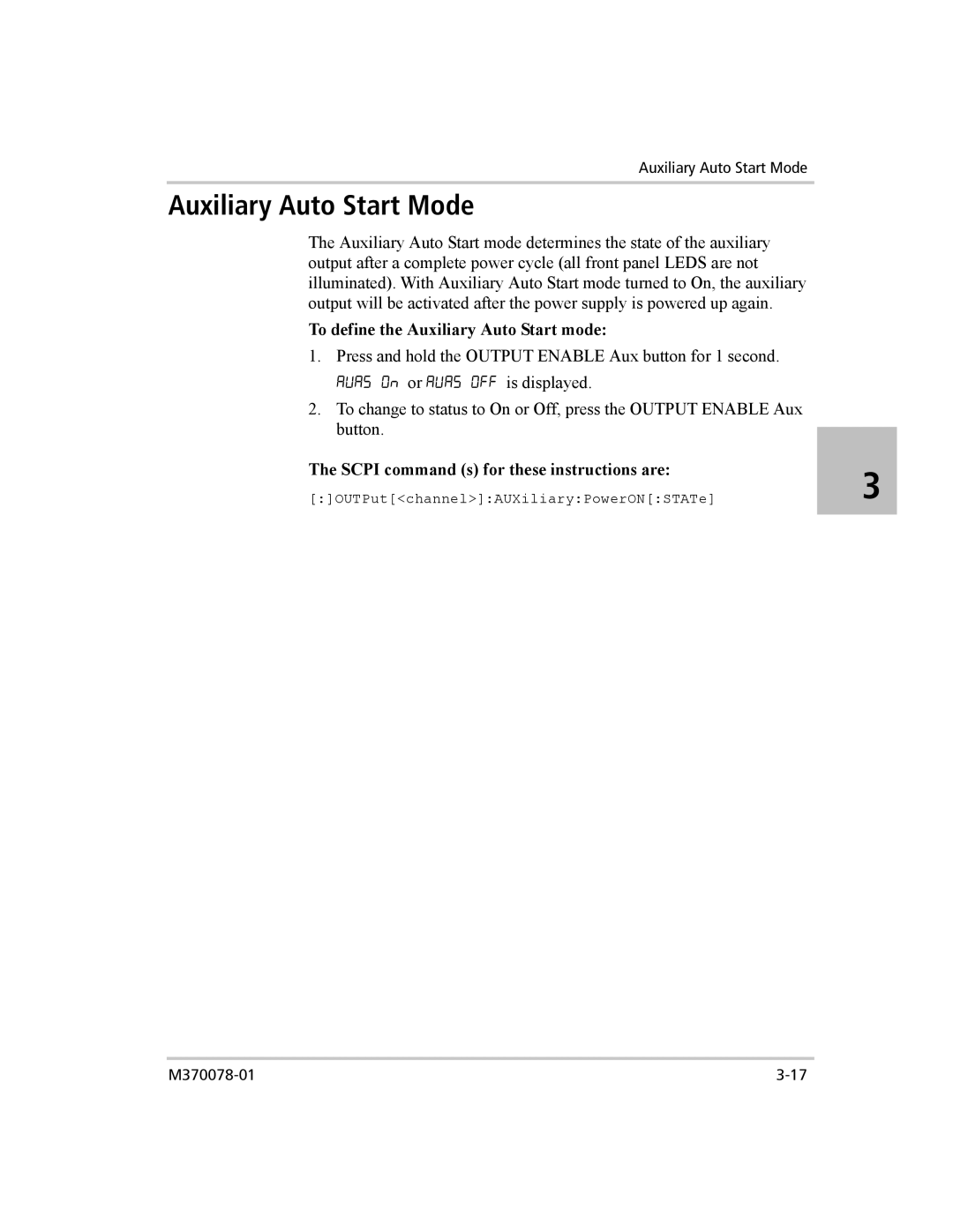 Xantrex Technology XG 850 manual Auxiliary Auto Start Mode, To define the Auxiliary Auto Start mode 