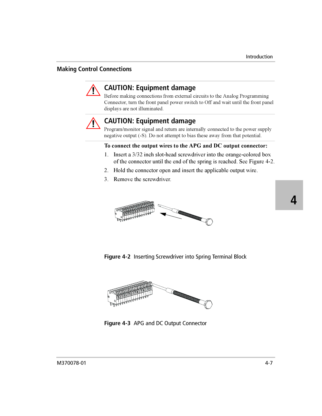 Xantrex Technology XG 850 manual Making Control Connections, 2Inserting Screwdriver into Spring Terminal Block 