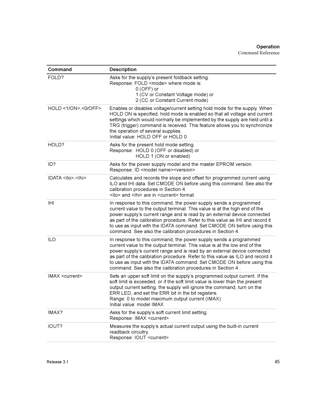 Xantrex Technology XHR, XFR, XFR3 manual Response Fold mode where mode is 