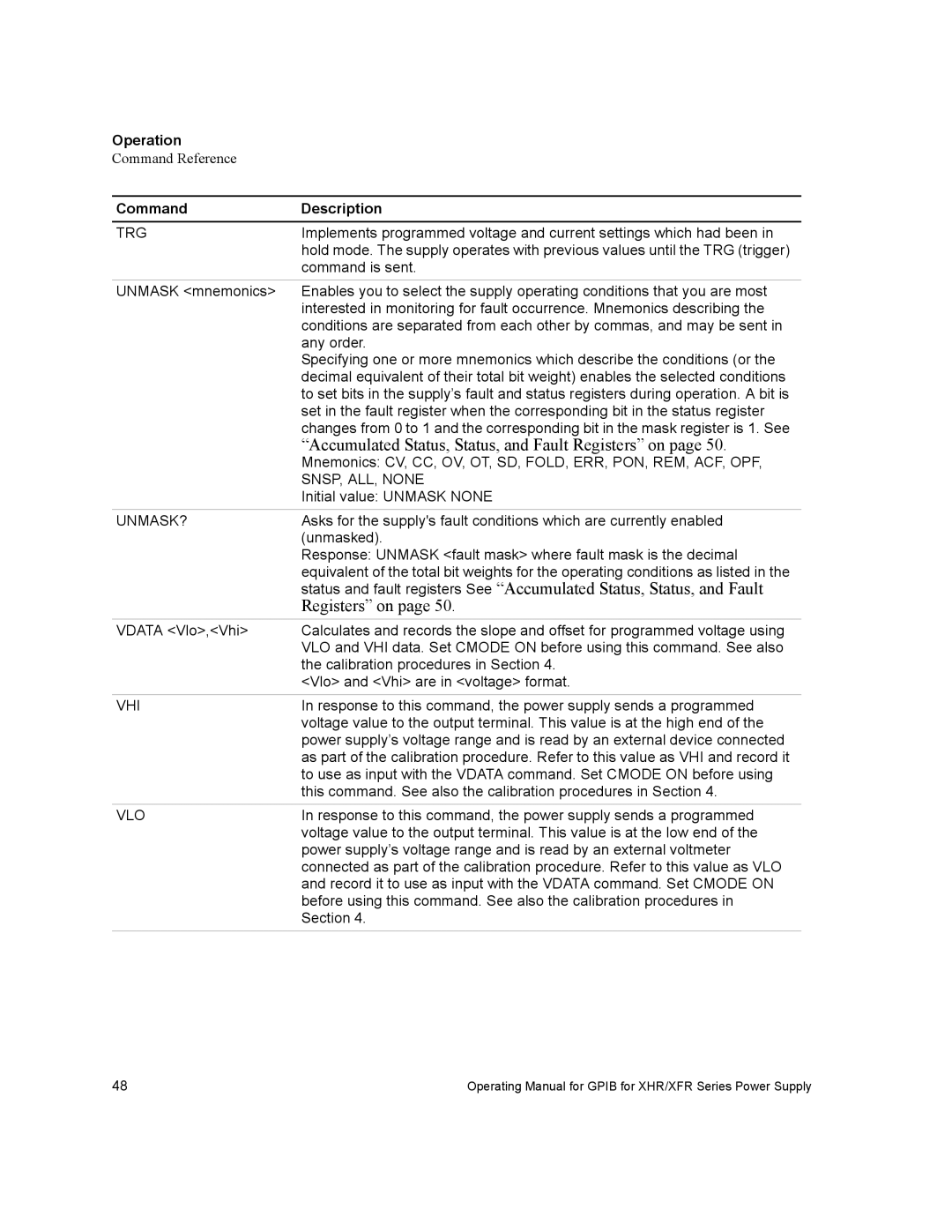 Xantrex Technology XHR, XFR, XFR3 manual Accumulated Status, Status, and Fault Registers on, SNSP, ALL, None 