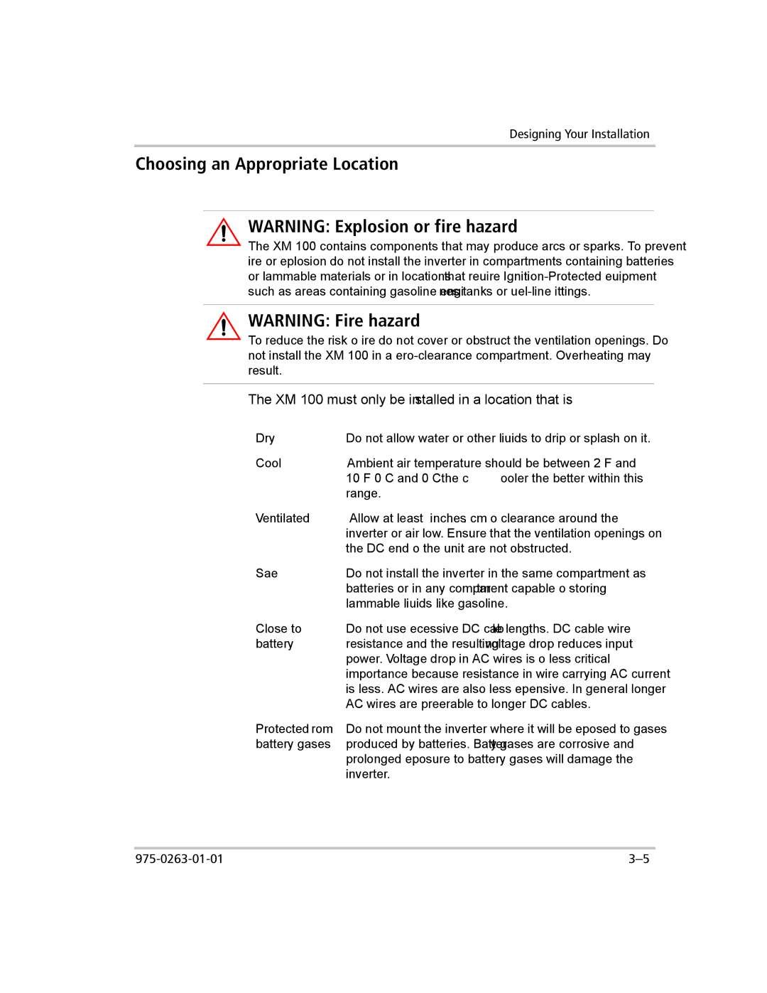 Xantrex Technology XM 1000 manual Choosing an Appropriate Location, XM 1800 must only be installed in a location that is 