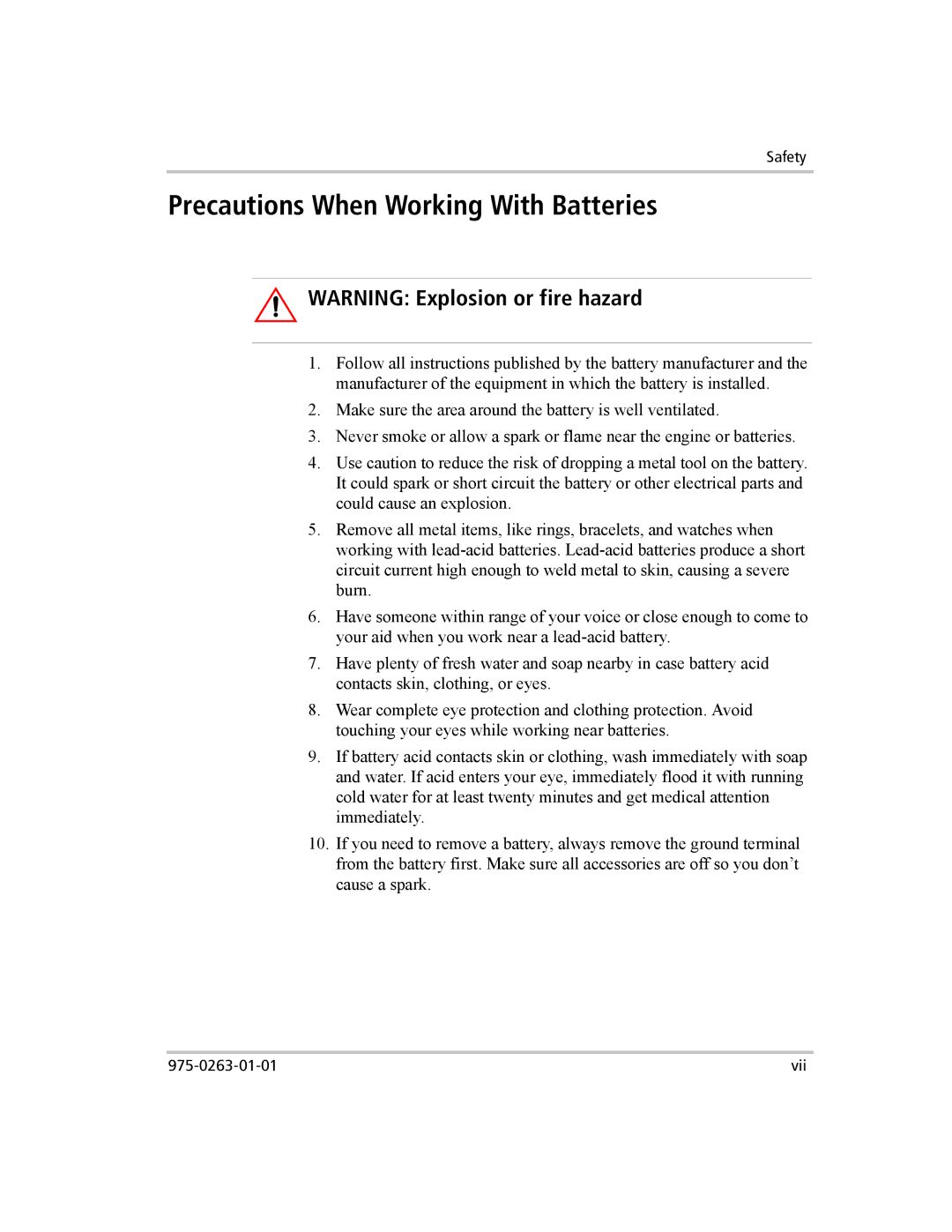 Xantrex Technology XM 1800, XM 1000 manual Precautions When Working With Batteries 