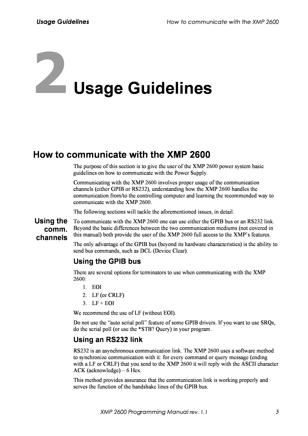 Xantrex Technology XMP 2600 manual 2Usage Guidelines, How to communicate with the XMP, Using the comm. channels 
