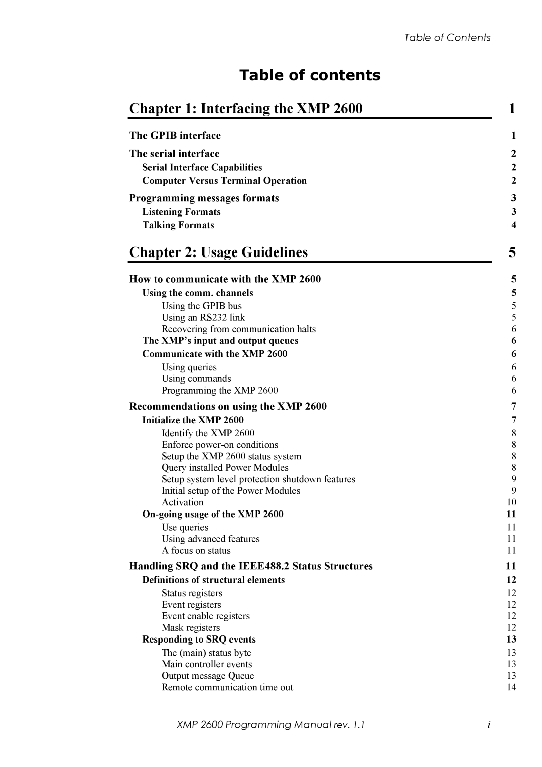 Xantrex Technology XMP 2600 manual Table of contents 