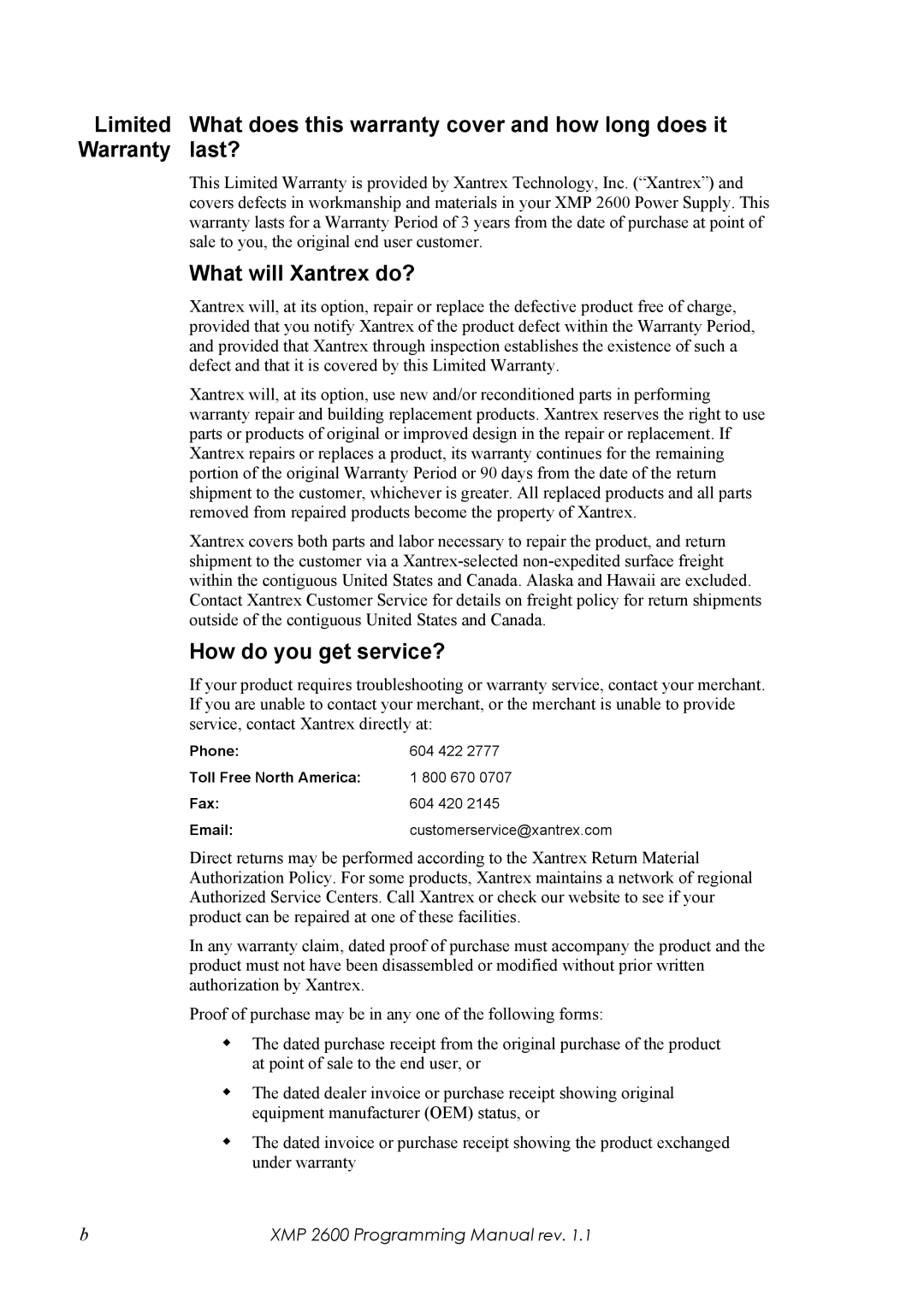 Xantrex Technology XMP 2600 manual Limited What does this warranty cover and how long does it, Last?, What will Xantrex do? 