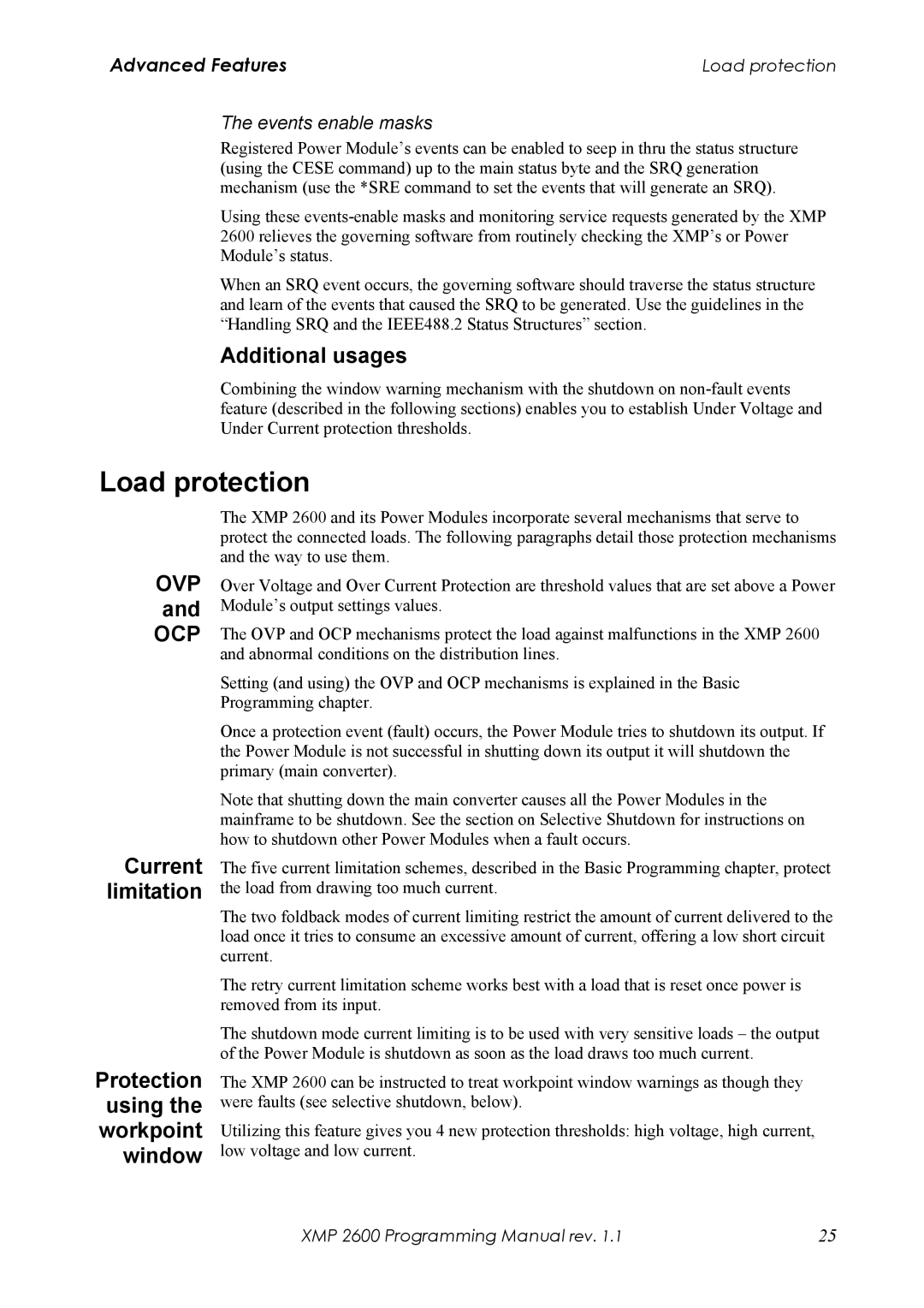 Xantrex Technology XMP 2600 manual Load protection, Additional usages, Protection using the workpoint window, Ovp 