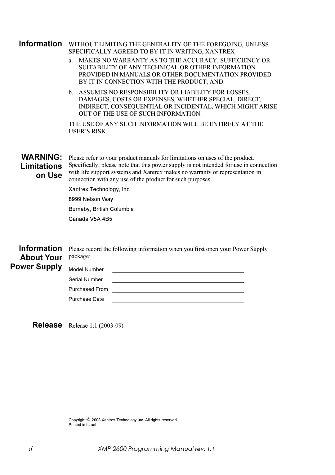 Xantrex Technology XMP 2600 manual Information About Your Power Supply 