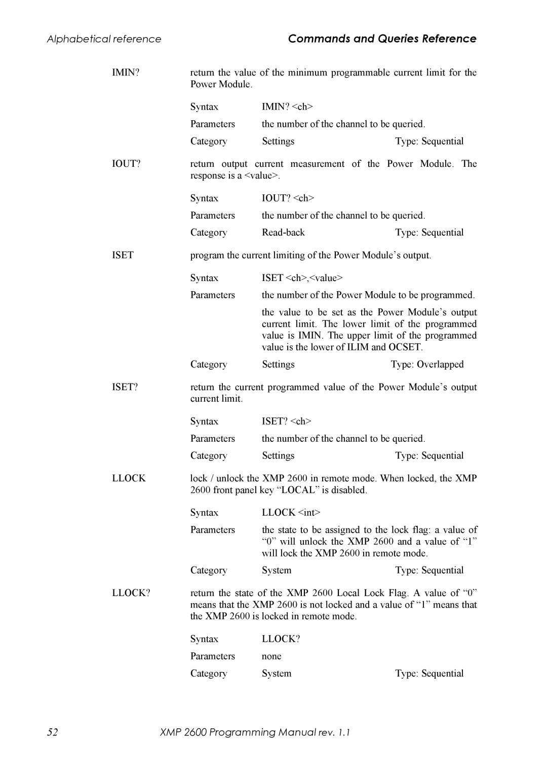 Xantrex Technology manual Return the state of the XMP 2600 Local Lock Flag. a value 