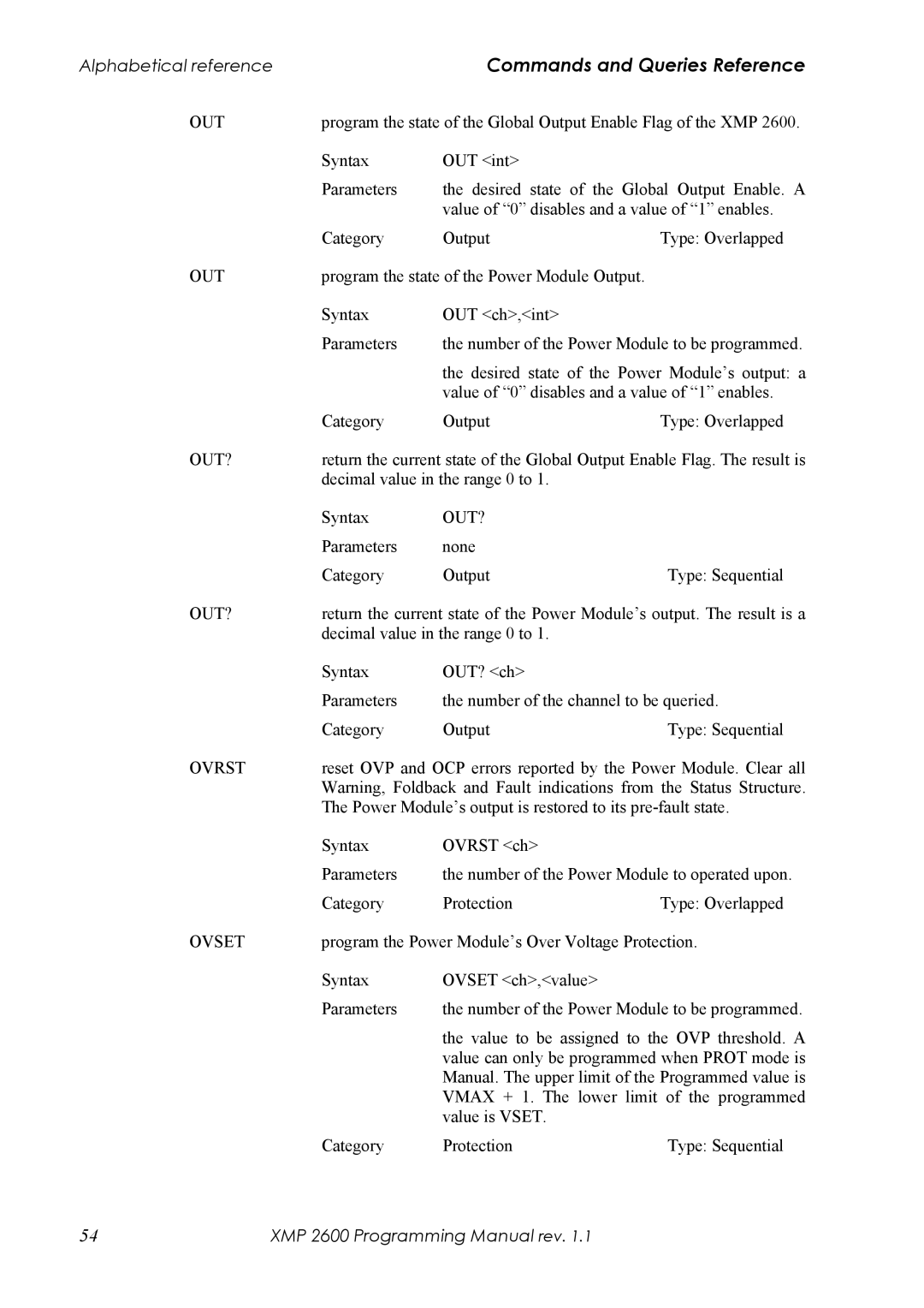 Xantrex Technology XMP 2600 manual Decimal value in the range 0 to Syntax 