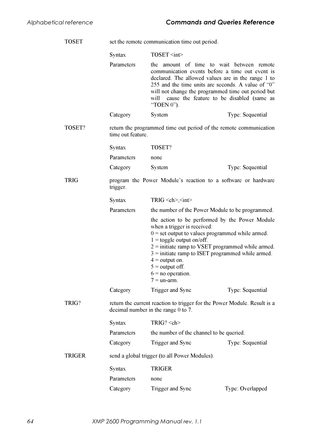 Xantrex Technology XMP 2600 manual Time out feature Syntax 