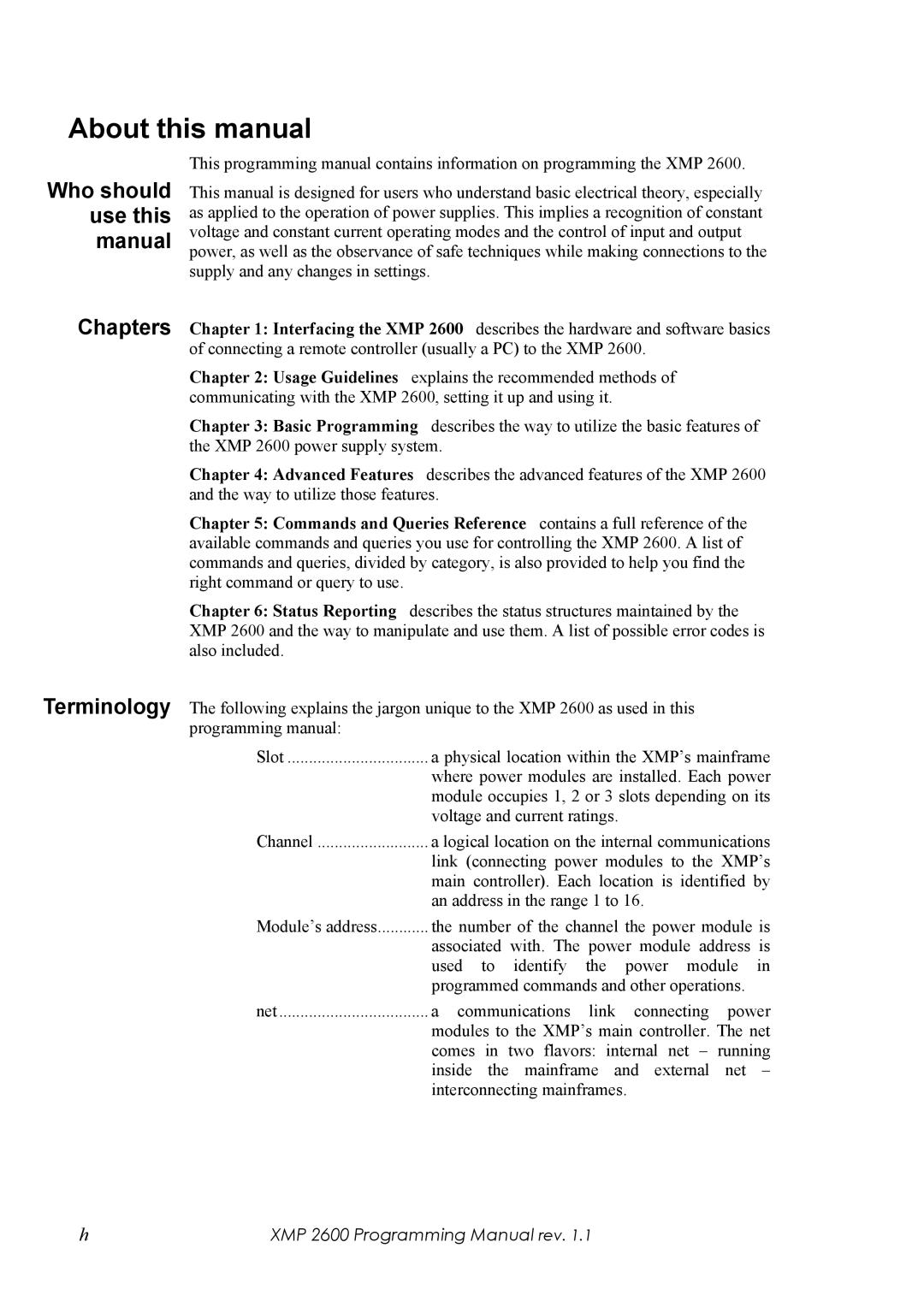 Xantrex Technology XMP 2600 About this manual, Chapters Terminology, Who should use this manual 