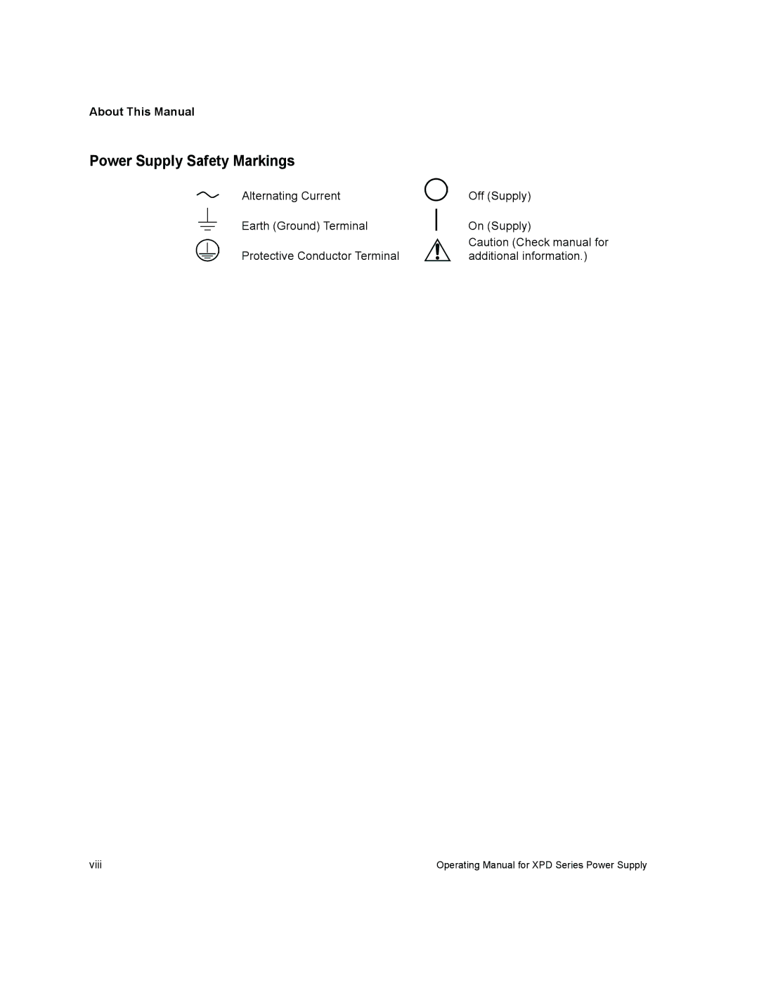 Xantrex Technology XPD 60-9, XPD 7.5-67, XPD 120-4.5, XPD 33-16, XPD 18-30 manual Power Supply Safety Markings 