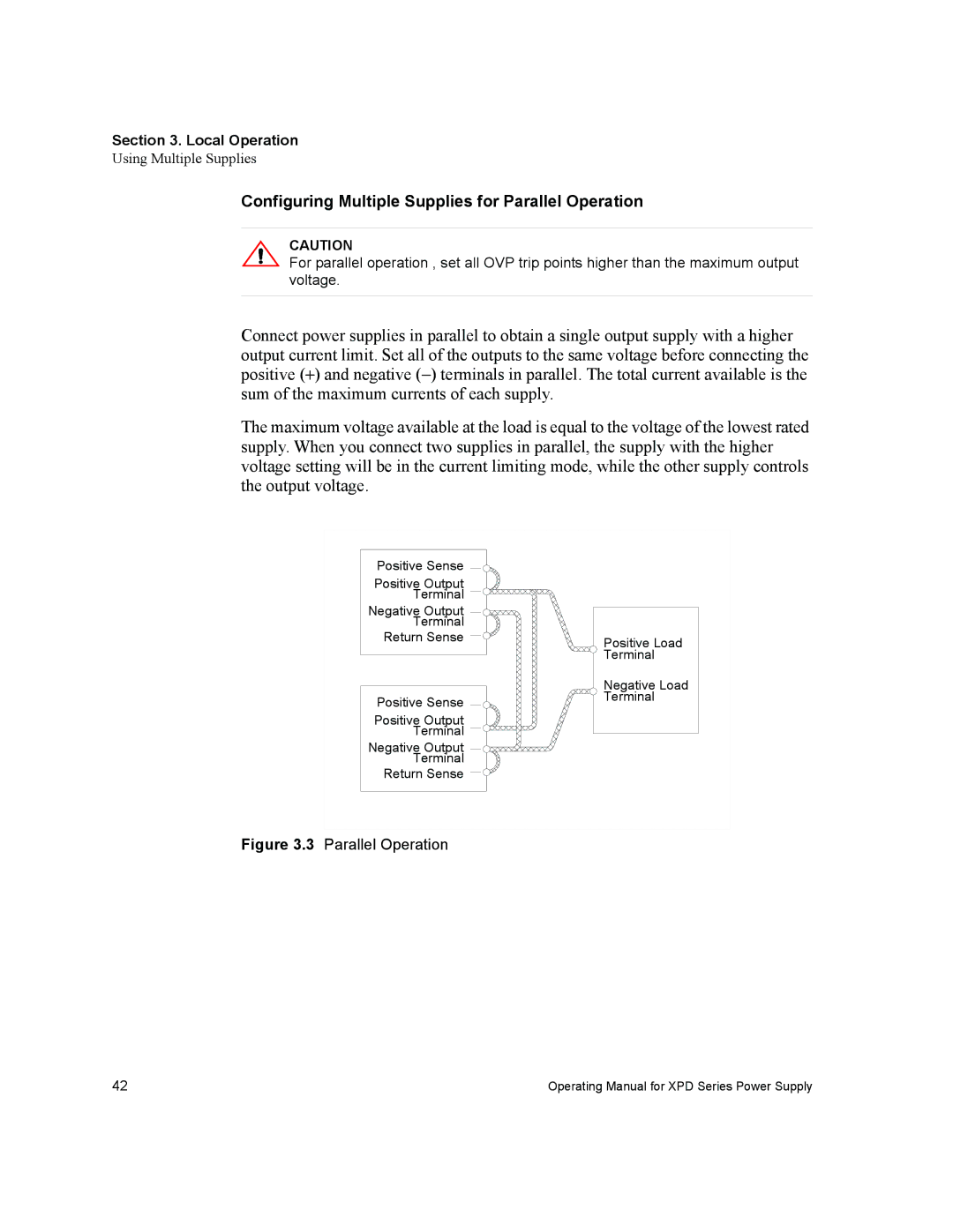 Xantrex Technology XPD 18-30, XPD 60-9, XPD 7.5-67, XPD 120-4.5 manual Configuring Multiple Supplies for Parallel Operation 