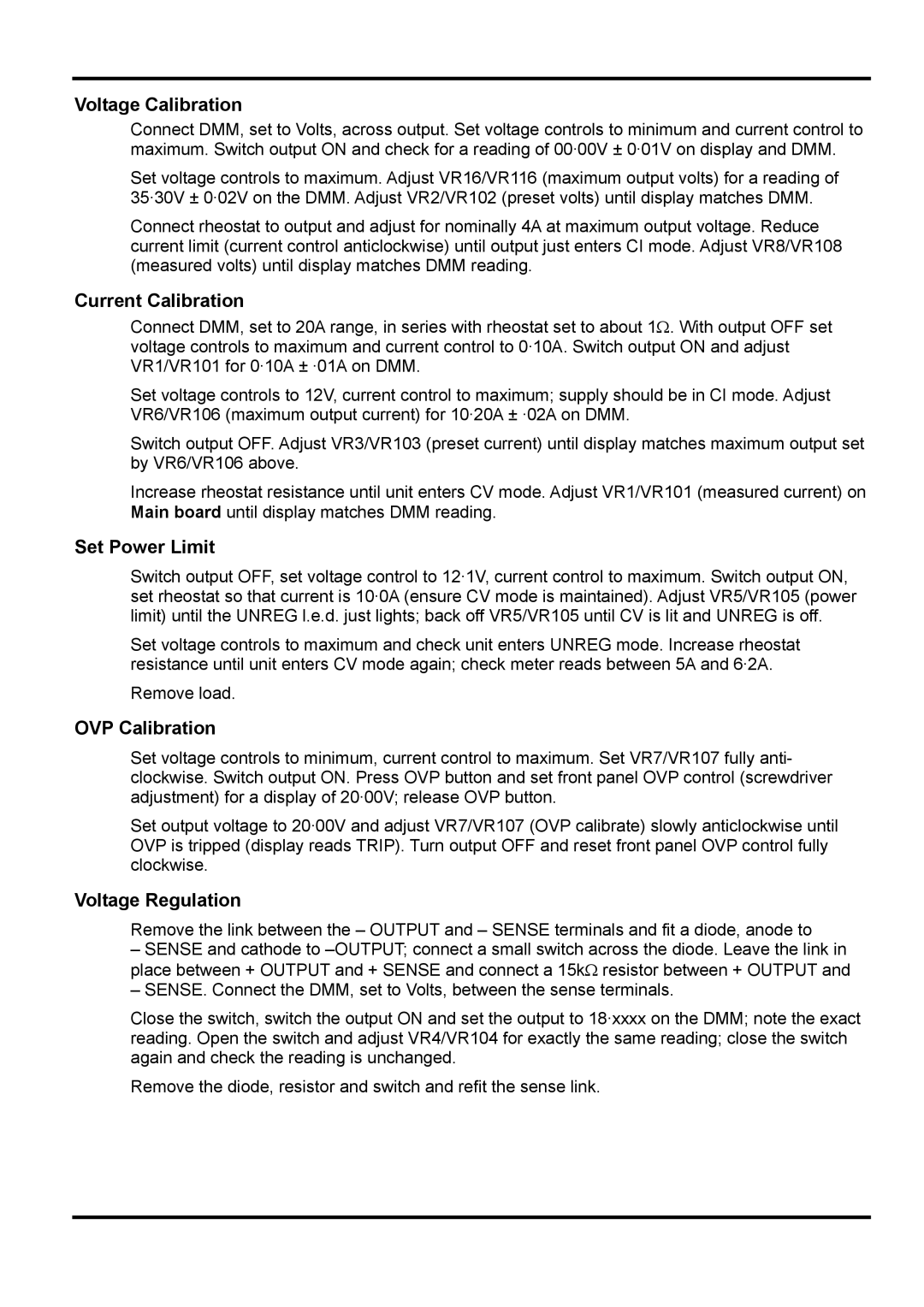 Xantrex Technology XPF 35-10 manual Voltage Calibration, Current Calibration, Set Power Limit, OVP Calibration 